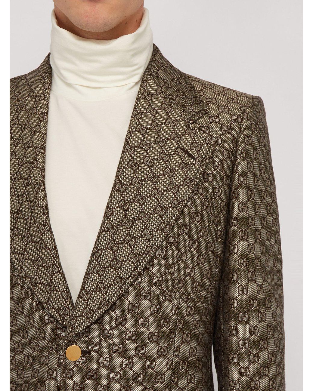 Gucci Gg Monogram Single Breasted Suit Jacket in Natural for Men | Lyst
