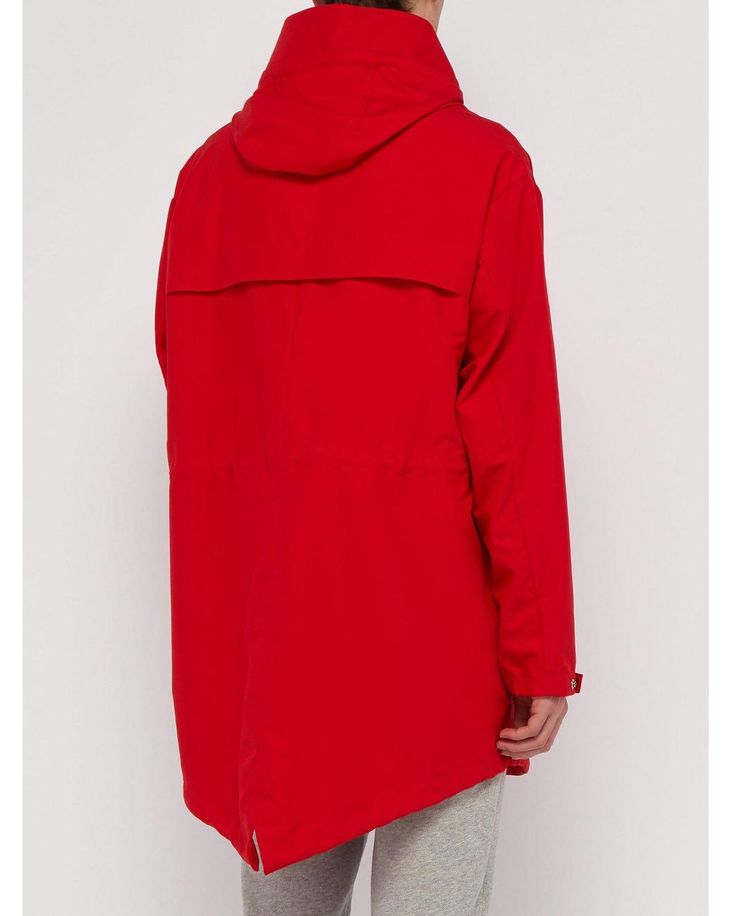 Moncler Granduc Logo Hooded Parka in Red for Men | Lyst