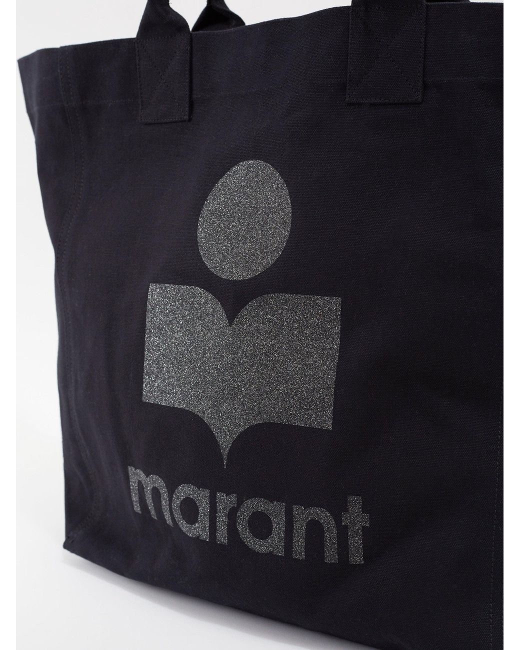 Isabel Marant Yenky Glitter-logo Cotton-canvas Tote Bag in Black | Lyst