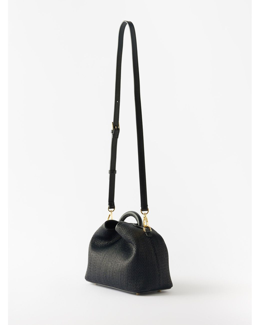 Elleme Baozi Leather-trim Raffia Cross-body Bag in Black | Lyst