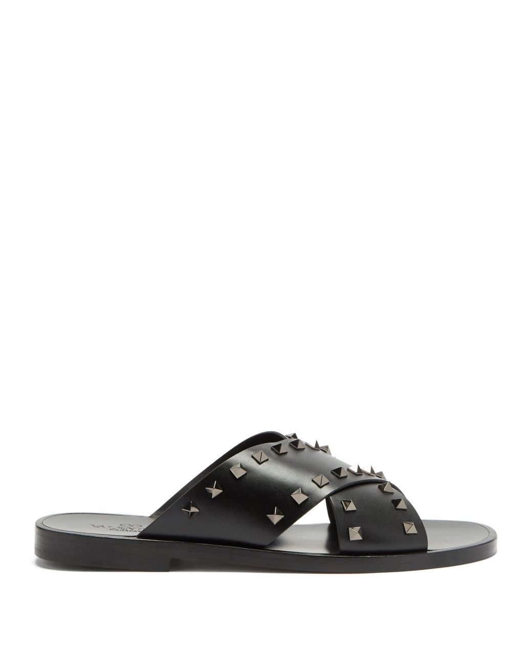 Valentino Garavani Rockstud Leather Slides in Black for Men - Lyst