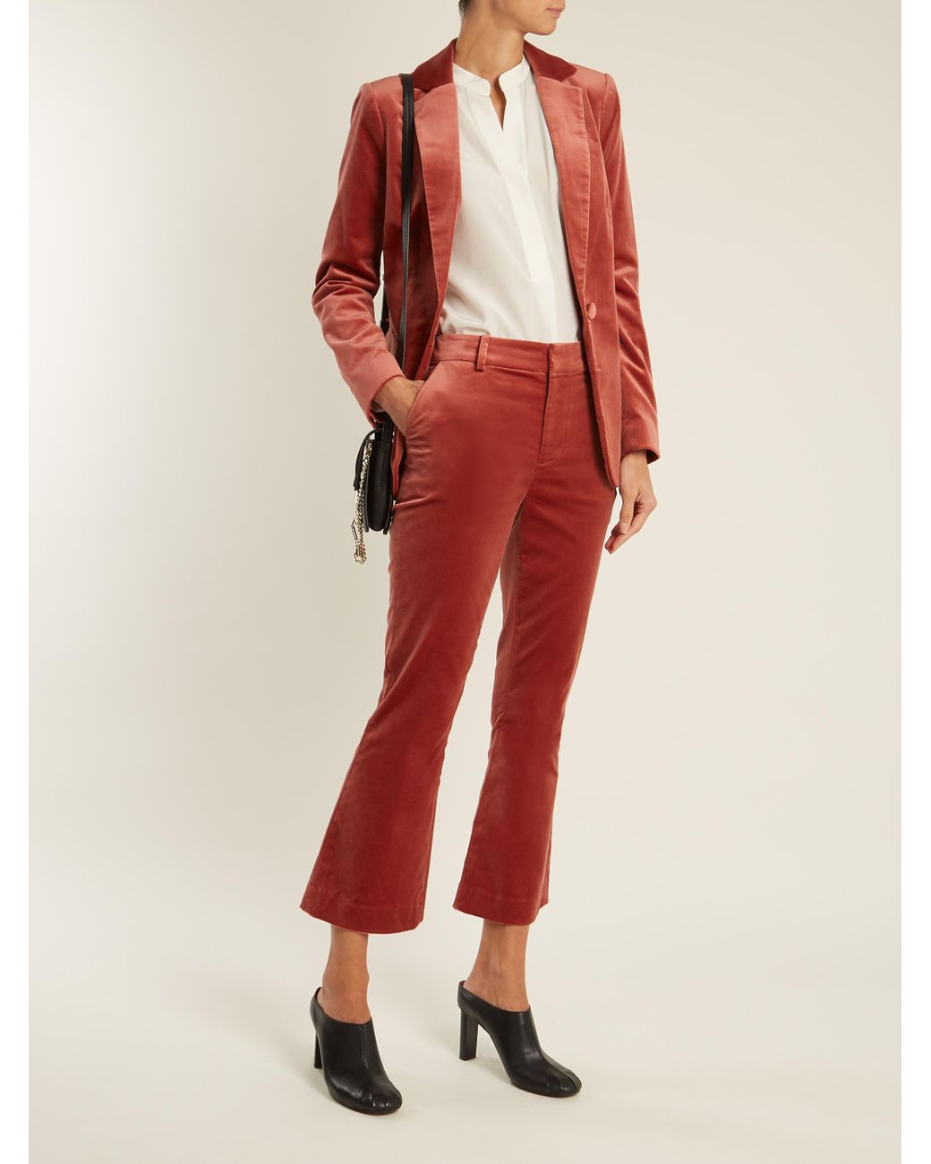 FRAME Single breasted Velvet Blazer in Orange Lyst