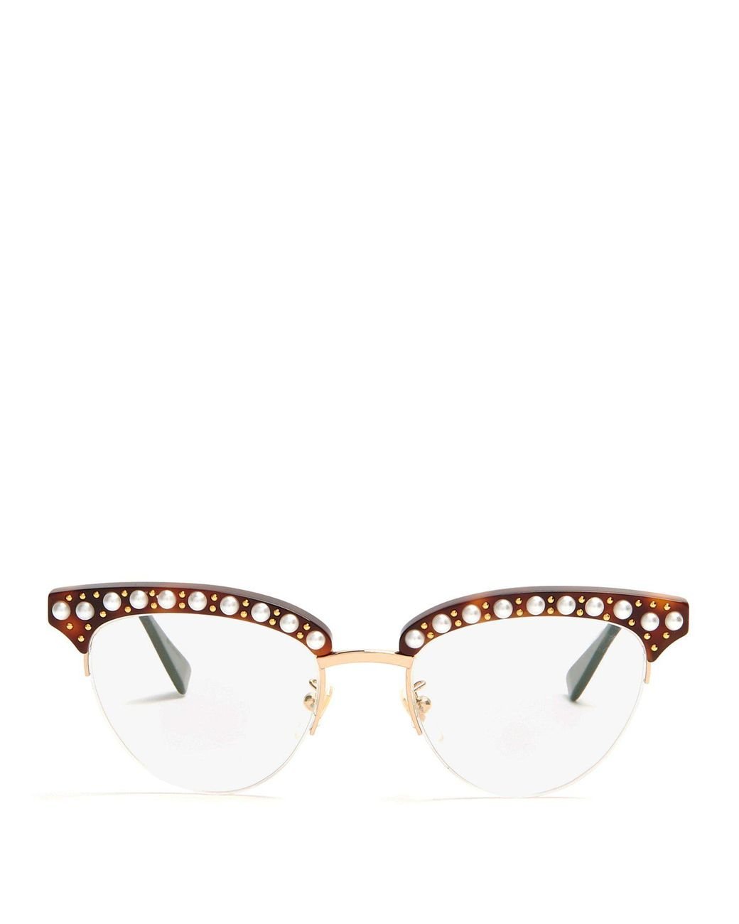 Gucci Cat-eye Faux-pearl Embellished Acetate Glasses | Lyst
