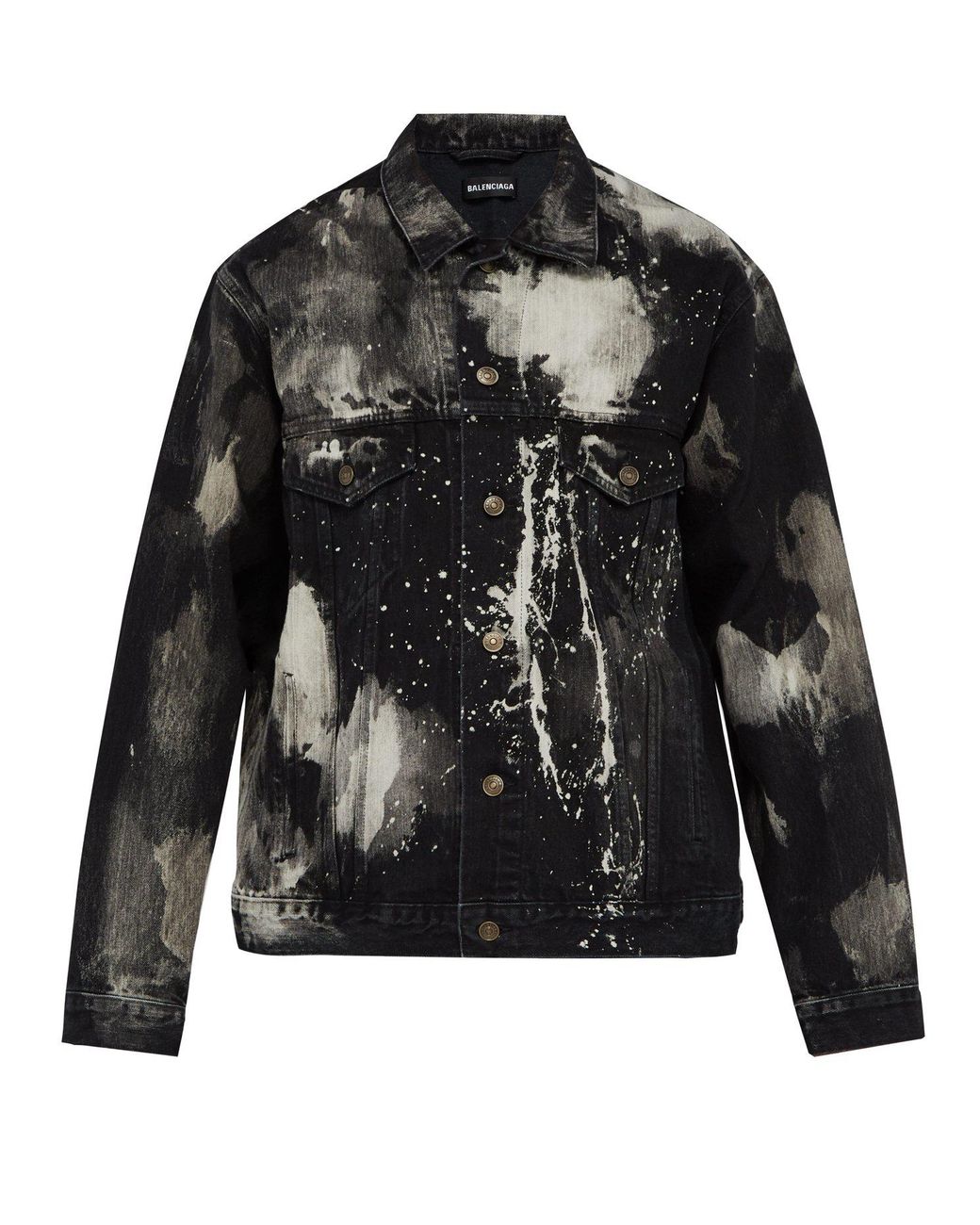 Balenciaga Paint Splattered Denim Jacket in Black for Men | Lyst