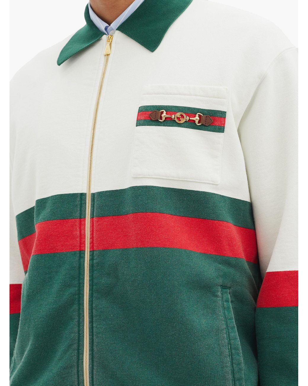 メンズ Gucci ホースビット コットントラックジャケット グリーン