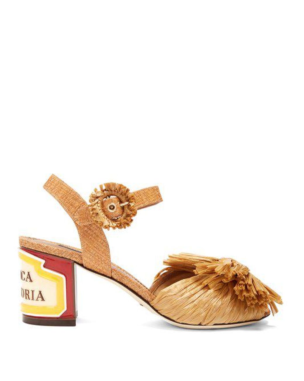 Dolce & Gabbana Keira Ceramic-heel Raffia Sandals in Brown | Lyst Canada