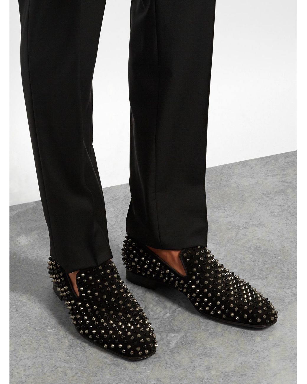 Christian Louboutin Dandelion Spikes Suede Loafers