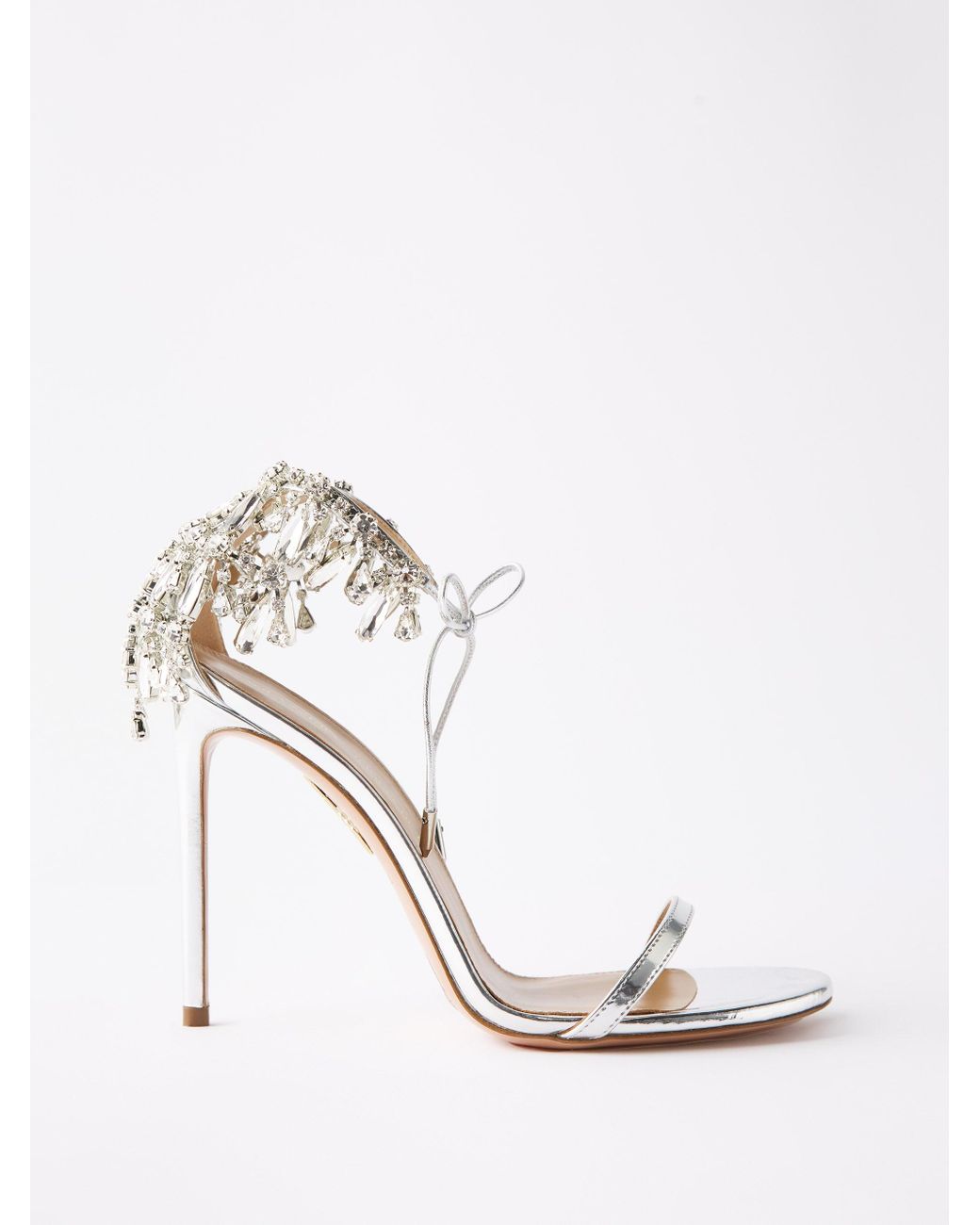 Aquazzura Moonwalk 105 Crystal embellished Leather Sandals in
