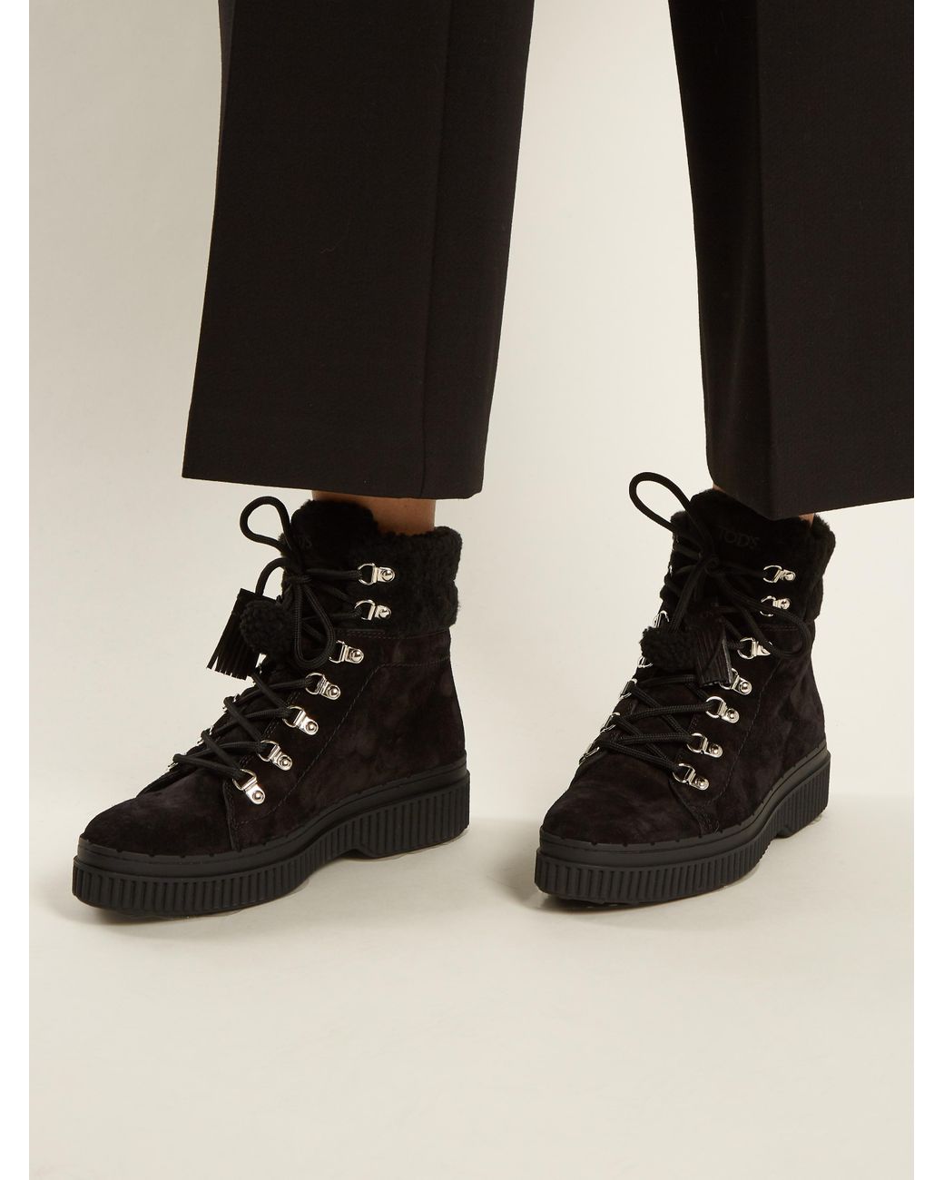 Tods shearling hotsell boots