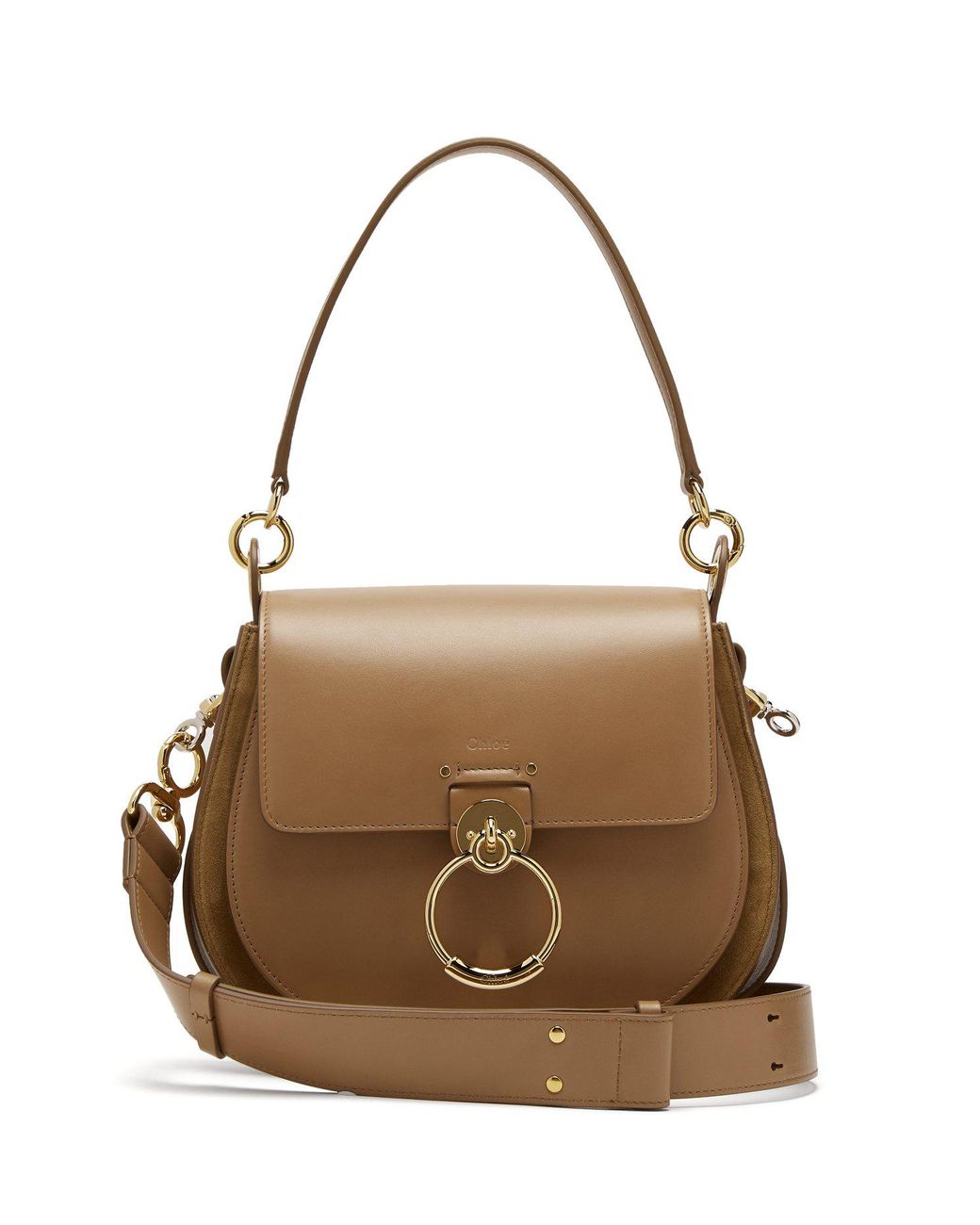 Chloé Tess Medium Leather And Suede Cross-body Bag in Brown
