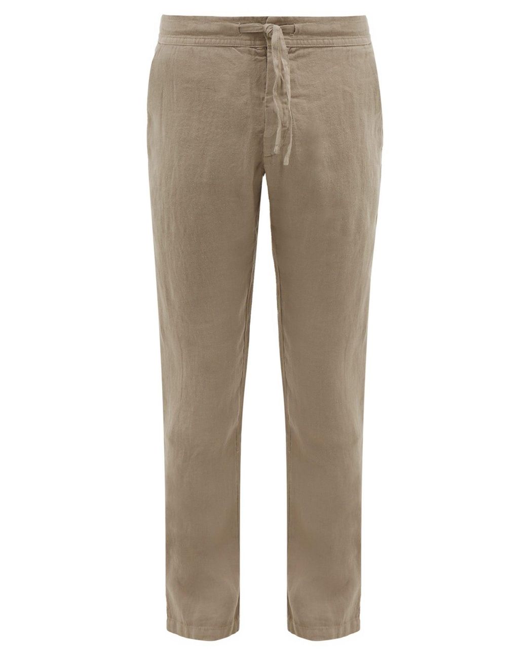 120% Lino Drawstring-waist Linen Trousers in Grey (Gray) for Men - Lyst