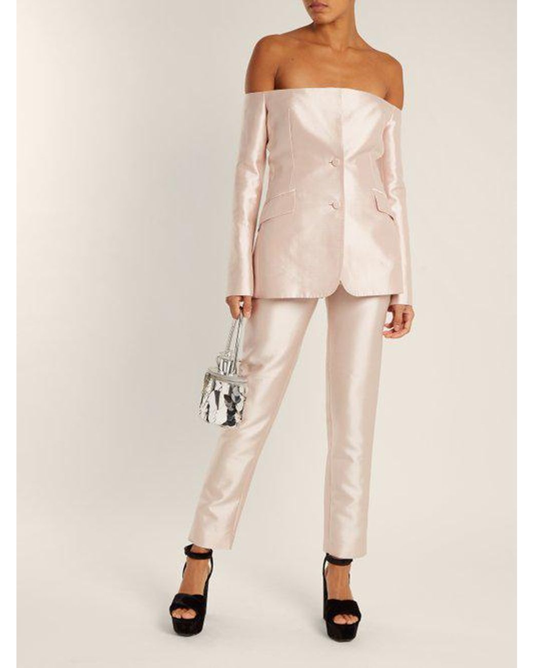 Gabriela Hearst Dorothea Off the shoulder Sateen Jacket in Pink Lyst