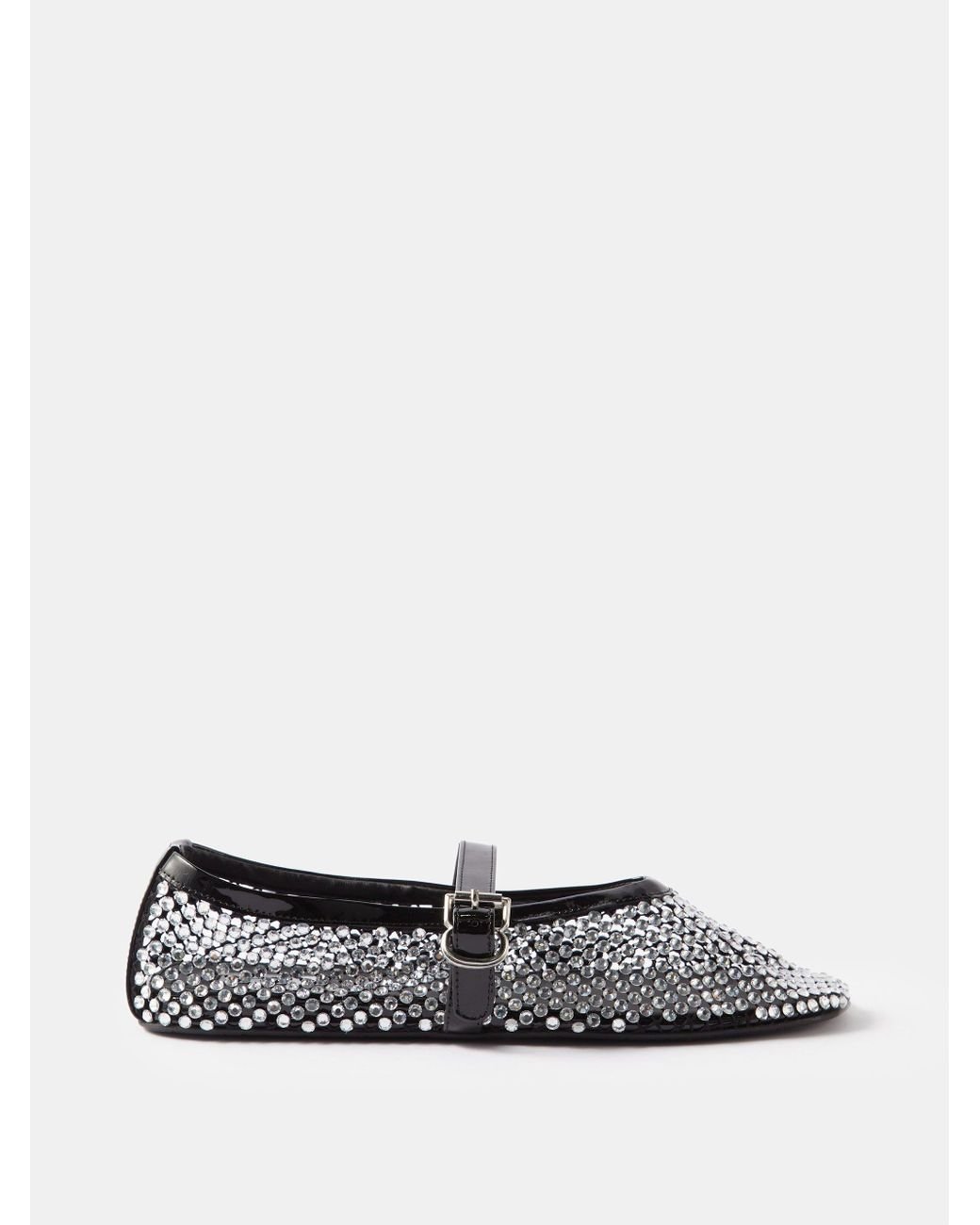 Alaïa Crystal-embellished Mesh Ballet Flats in White | Lyst