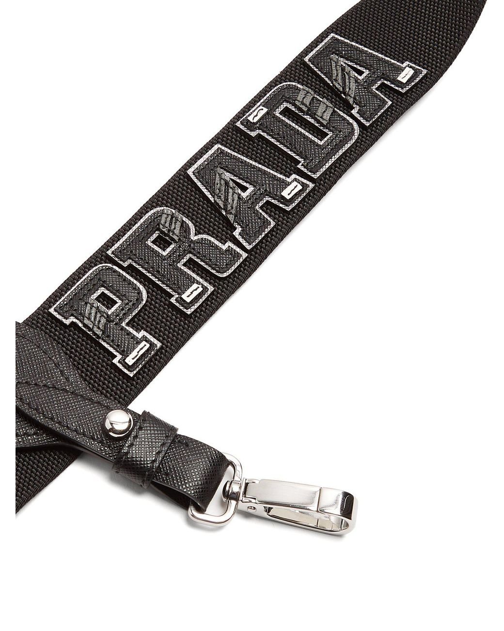 Prada Letter Leather Bag Strap in Black for Men | Lyst