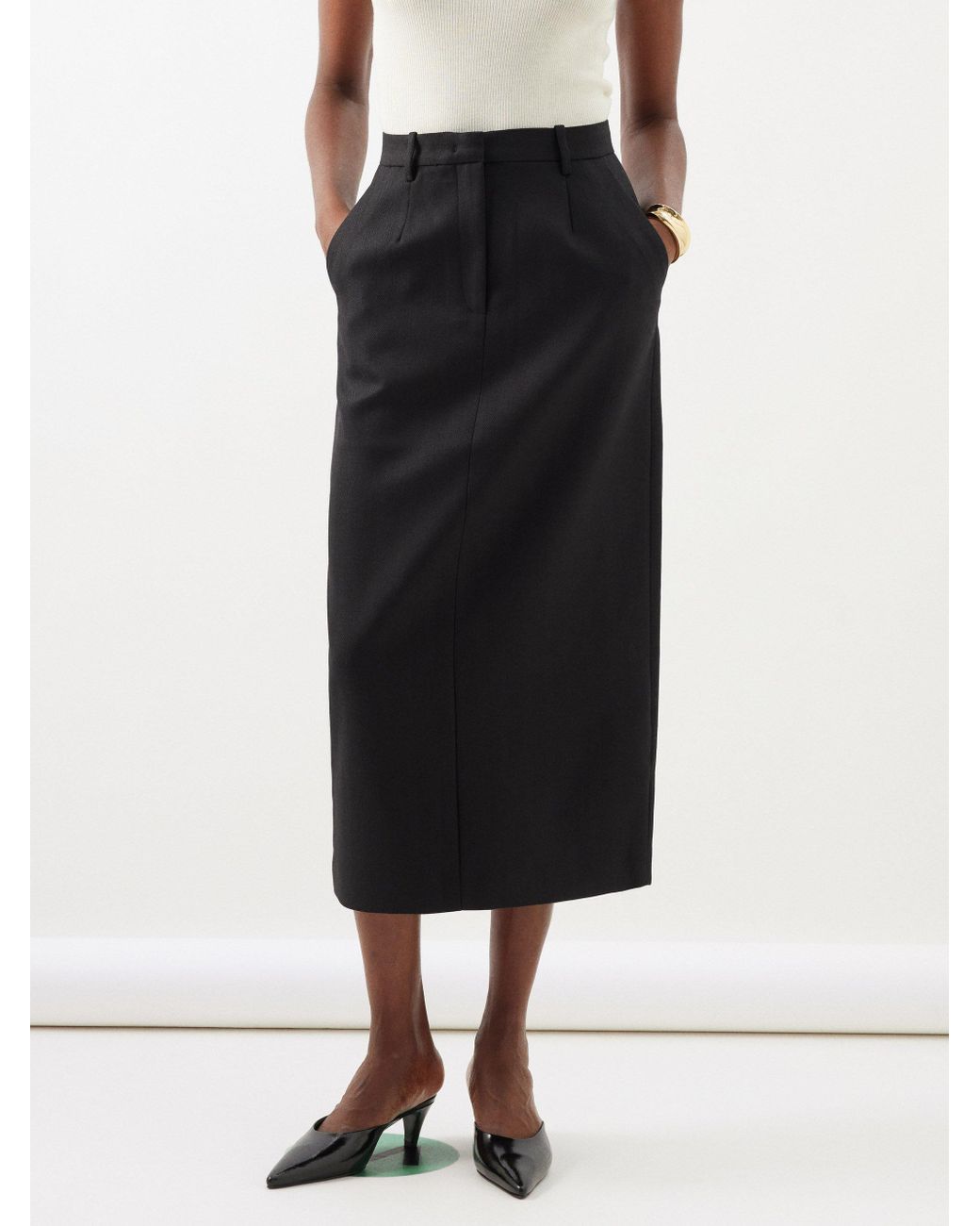 Black Tailored Work Pencil With Attached Belt Midi Skirt by You & All  Online | THE ICONIC | New Zealand
