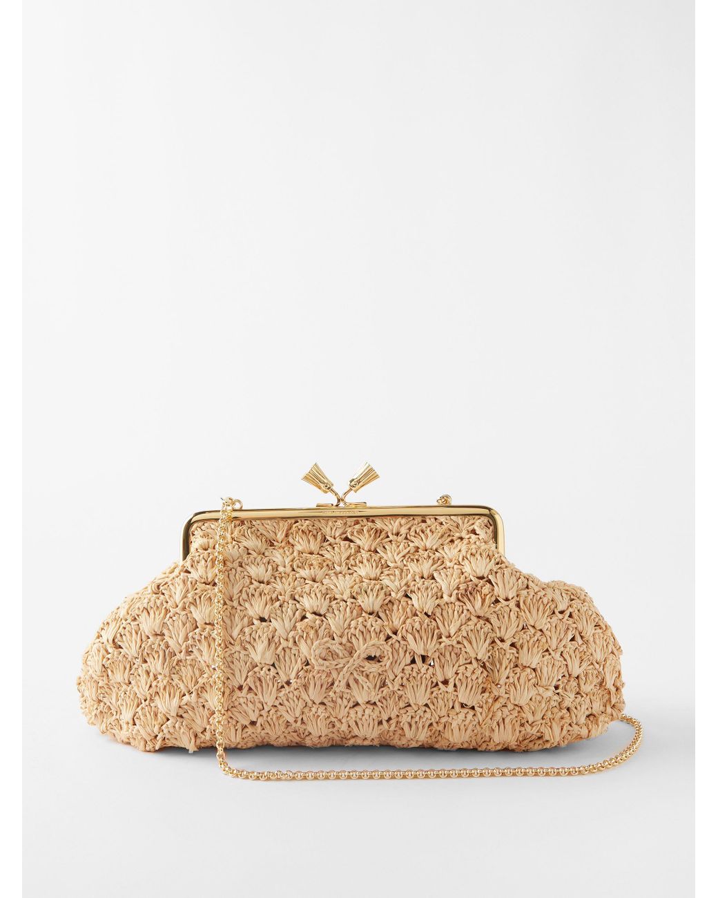 Anya Hindmarch Maud Large Faux-raffia Bow Clutch Bag in Natural | Lyst
