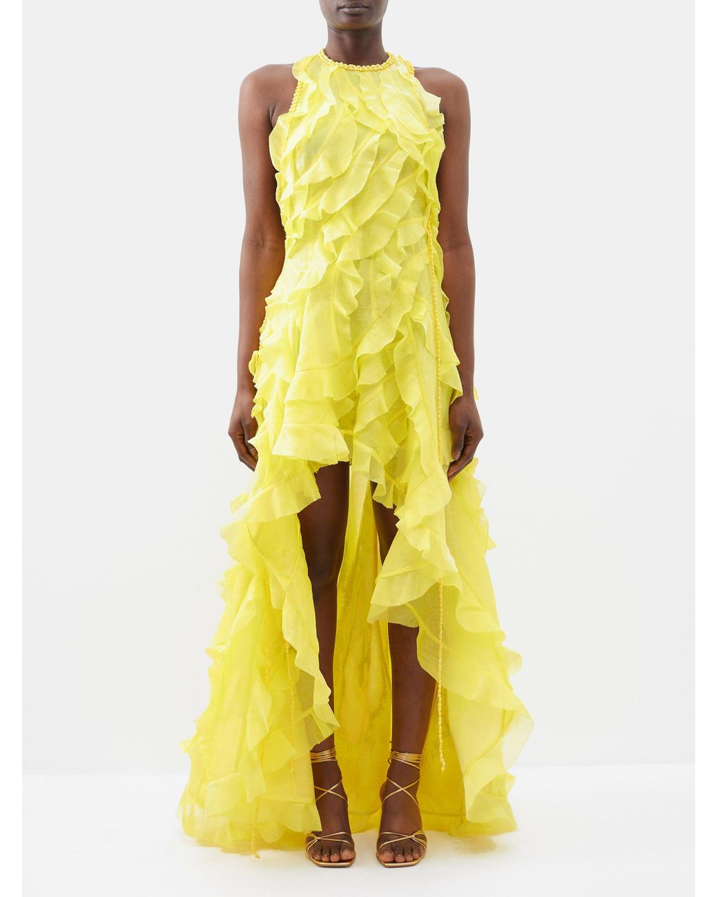 Zimmermann Wonderland Ruffled Linen-blend Gown in Yellow | Lyst