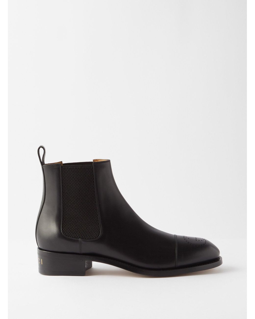 Gucci Perforatedlogo Leather Chelsea Boots in Black for Men Lyst UK