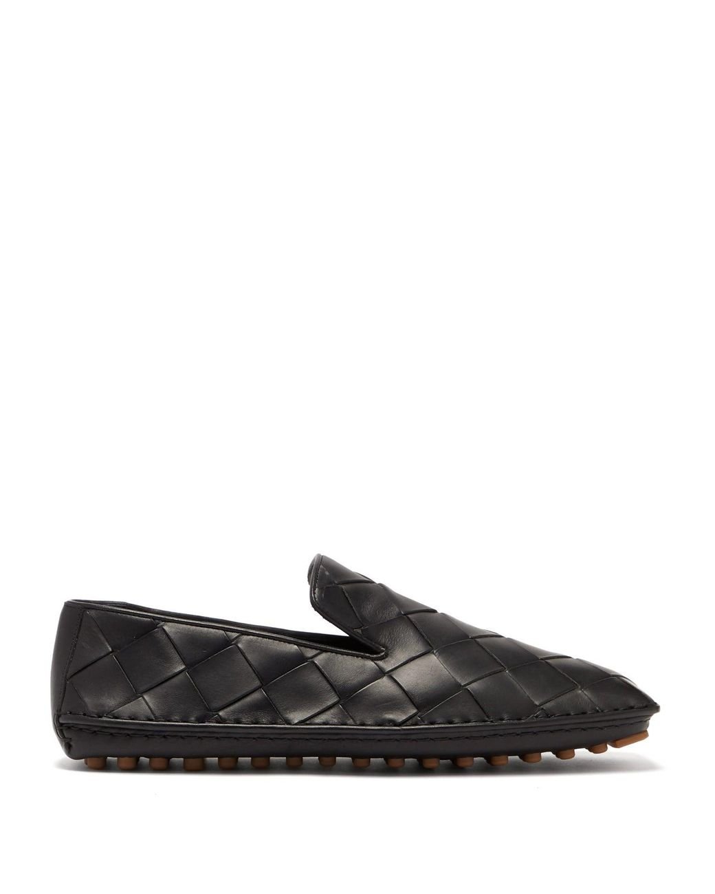 Bottega Veneta Intrecciato Leather Loafers in Black for Men - Lyst