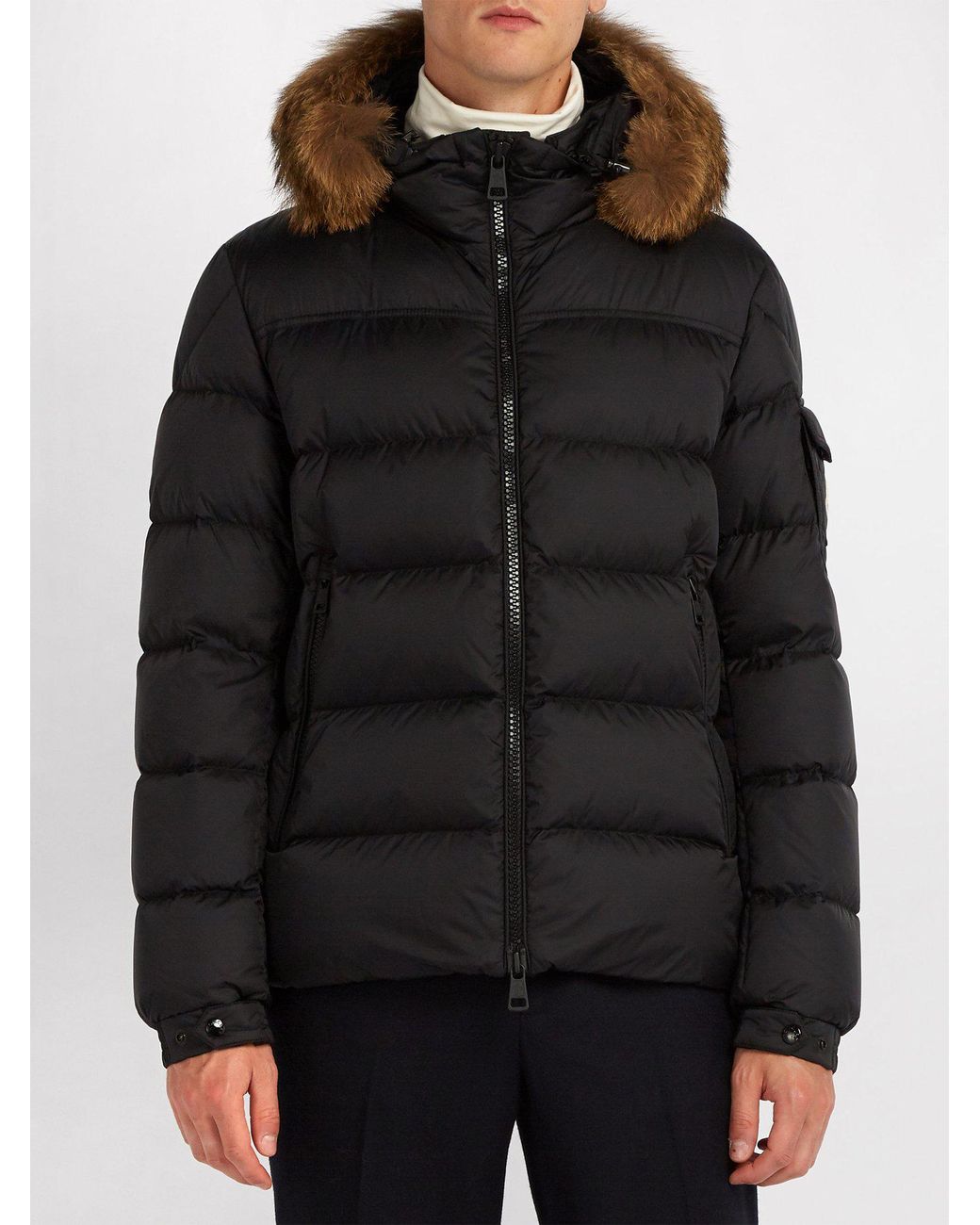Moncler Synthetic Marque Quilted-down Jacket in Black for Men | Lyst
