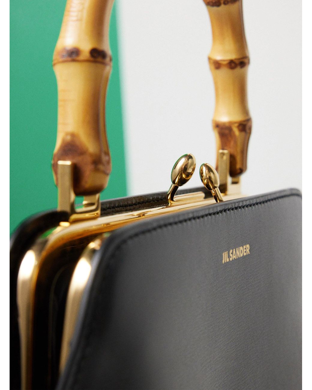 Bamboo handle deals leather bag