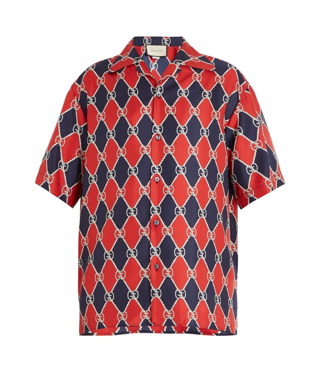 Chemise bowling en soie à imprimé GG et losanges Gucci pour homme en  coloris Rouge | Lyst
