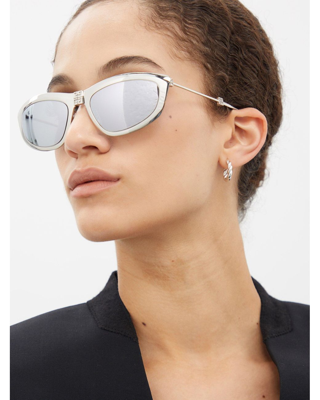 Givenchy G Tri-fold Oval Metal Sunglasses in Metallic | Lyst