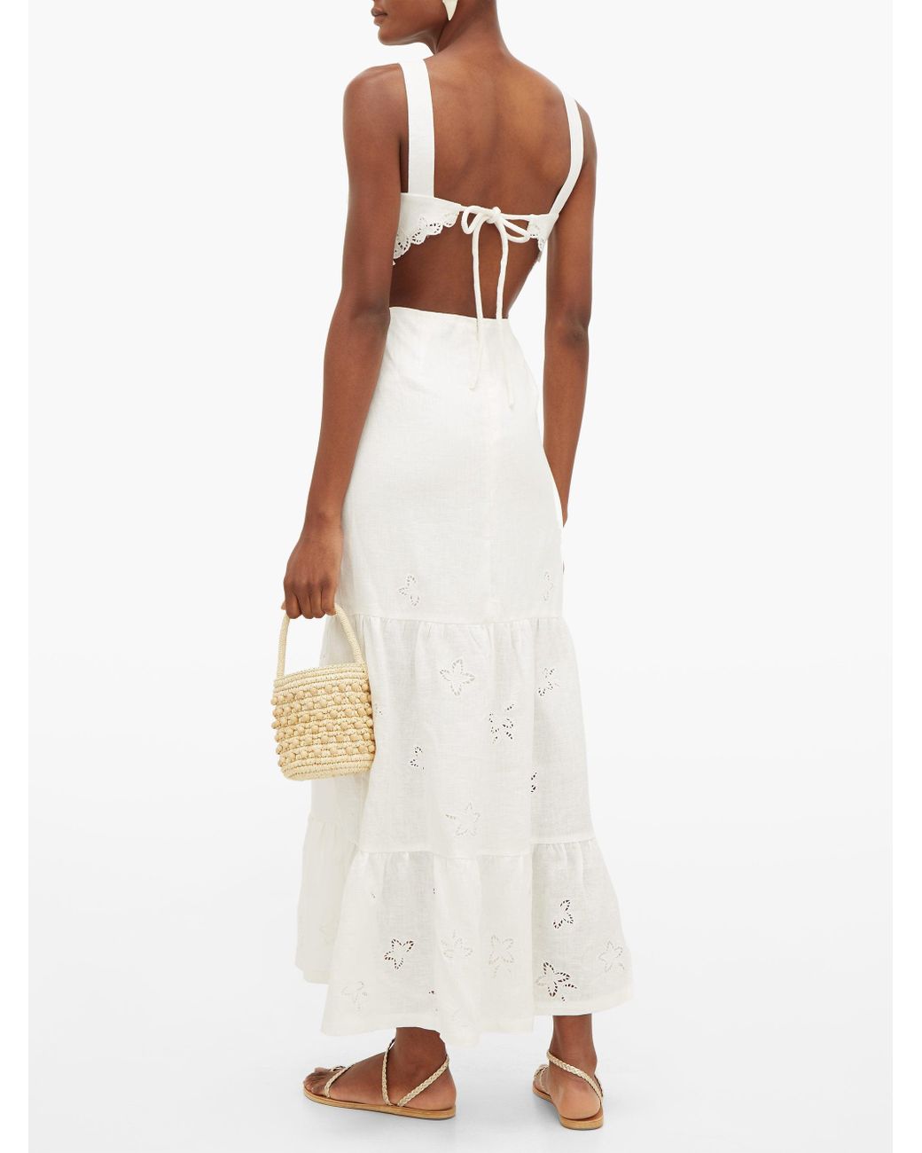 Sir. The Label Alena Broderie-anglaise Open-back Linen Dress in White | Lyst