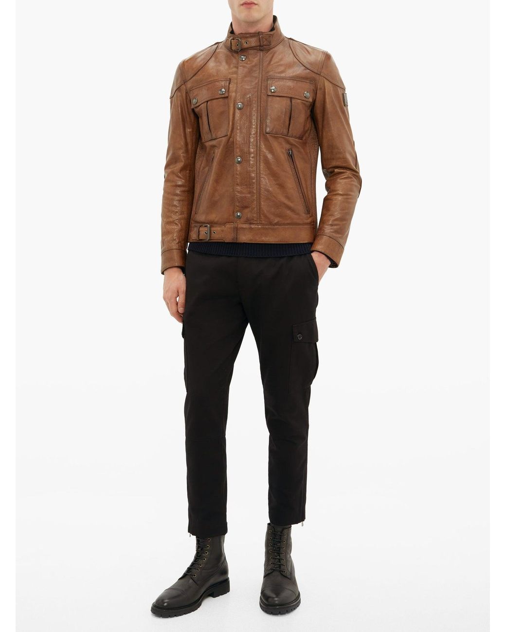 Belstaff Gangster Leather Jacket in Brown for Men | Lyst