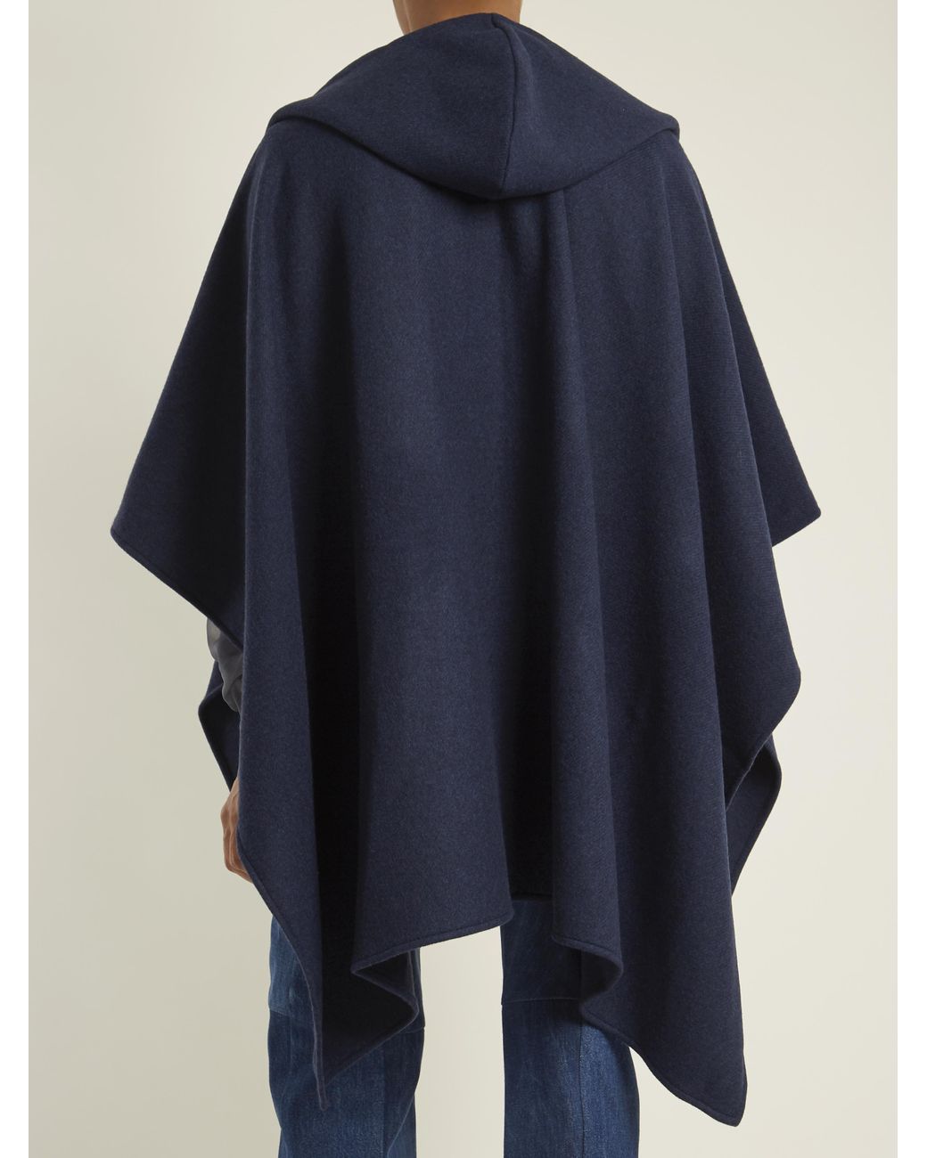 Balenciaga Hooded Wool And Cashmere-blend Poncho in Blue | Lyst