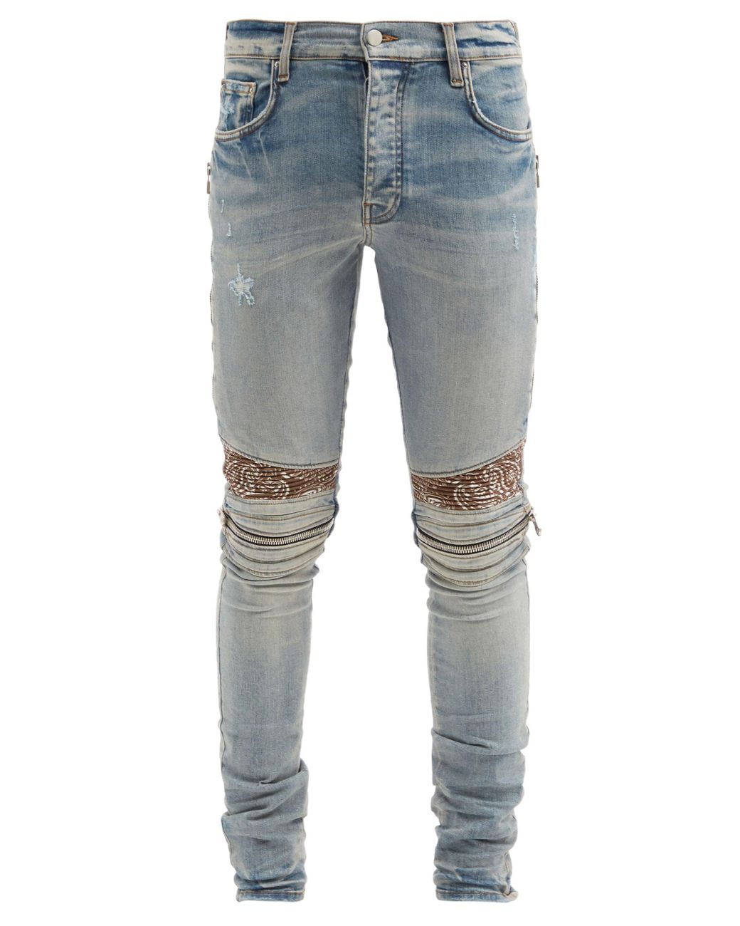 Amiri Mx2 Distressed Bandana Slim-leg Jeans in Blue for Men | Lyst