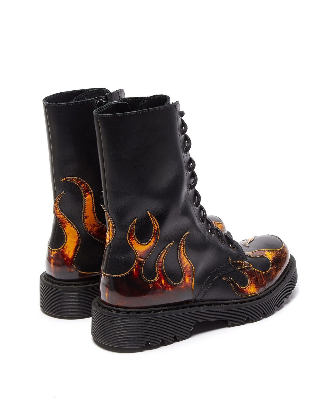Vetements Flame Appliqu Leather Boots in Black for Men Lyst