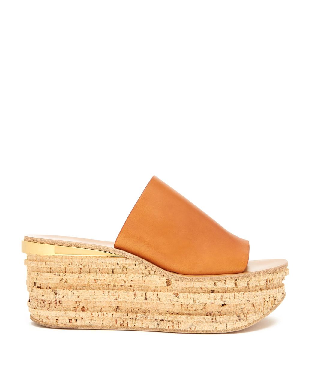 Chloé Women's Brown Camille Leather Wedge Mules