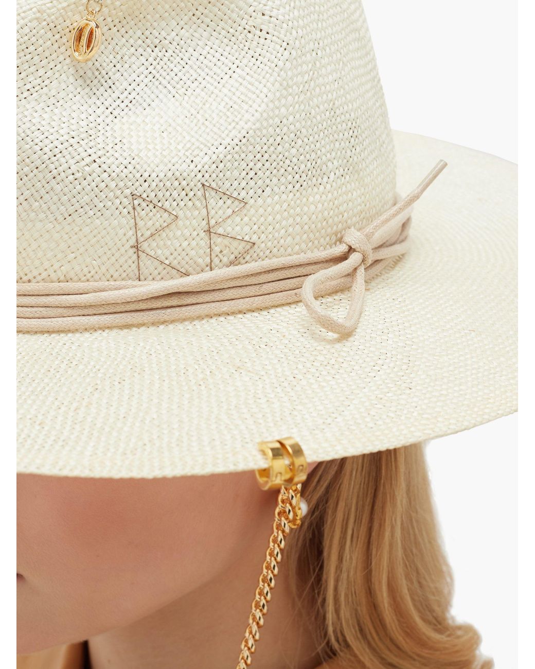 Ruslan Baginskiy Chain Detail Straw Hat 