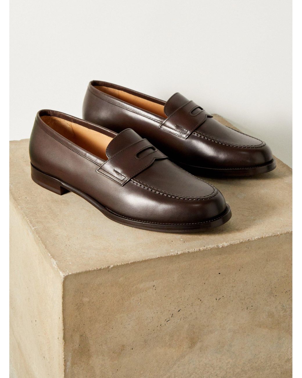 Dunhill Audley Leather Penny Loafers in Brown for Men Lyst Canada