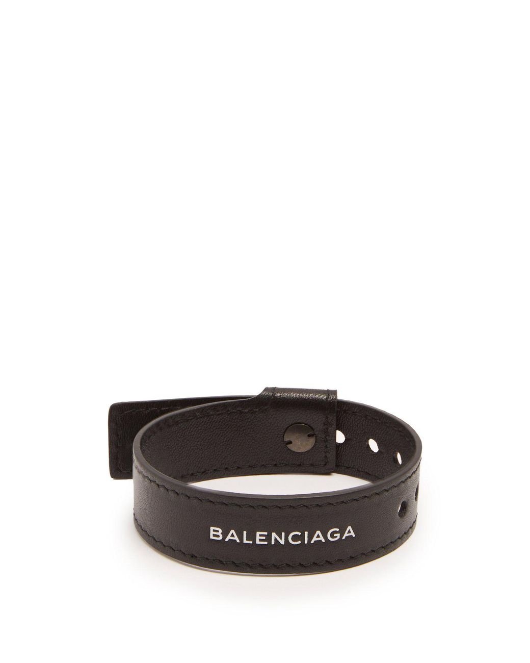 Balenciaga Logo-print Leather Bracelet in Black for Men | Lyst