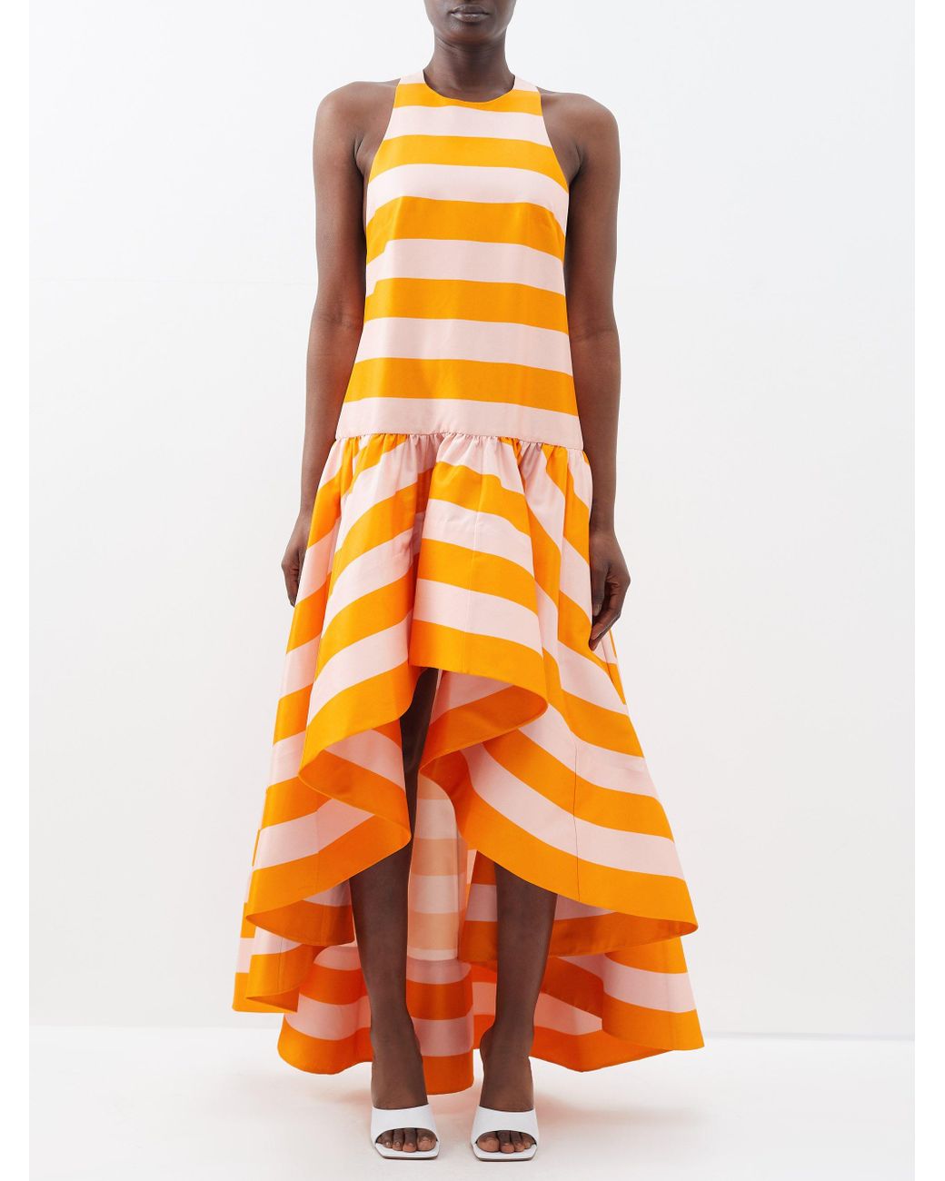 Orange and yellow striped cheap dress