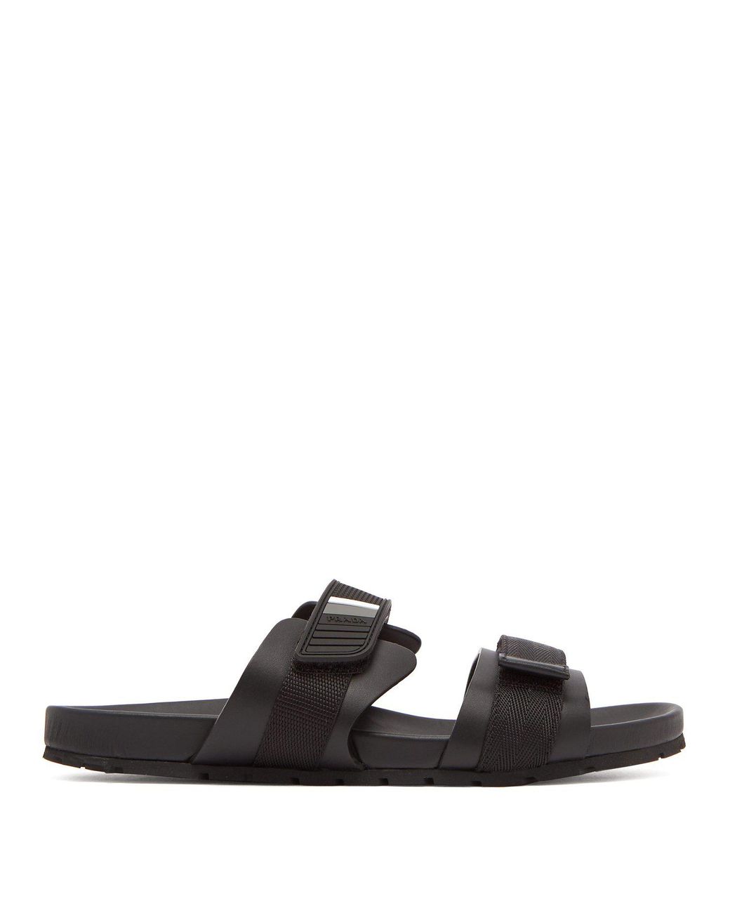 Prada Double Strap Sandals in Black for Men | Lyst