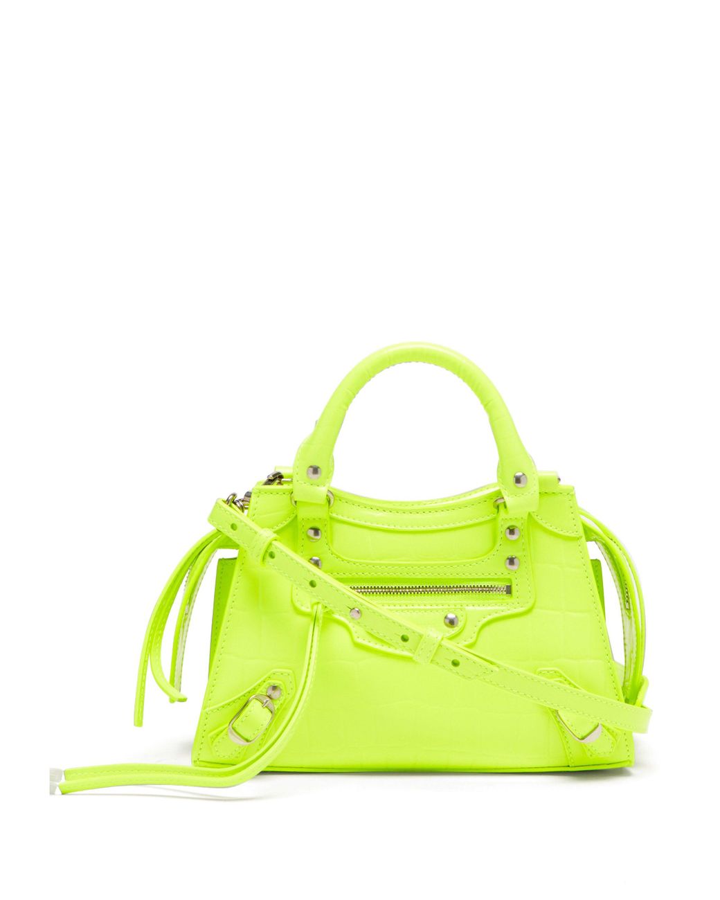 Balenciaga Women's Yellow Neo Classic City Mini Crocodile-effect Leather Bag
