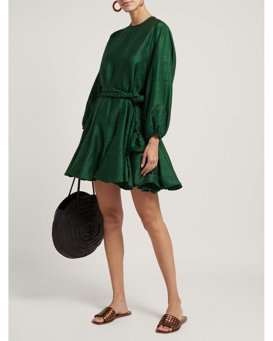 RHODE Ella Silk Dress in Green | Lyst