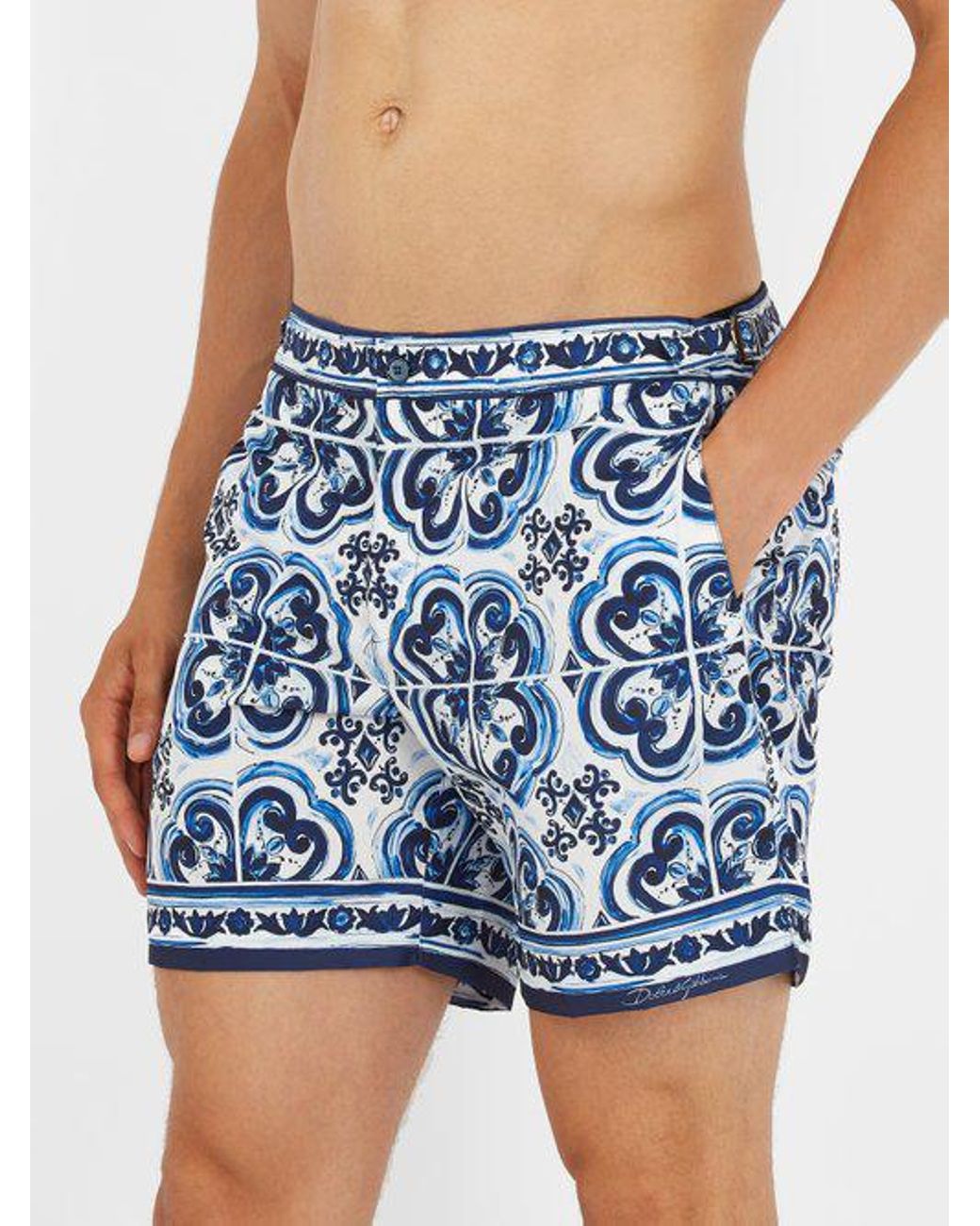 Dolce & Gabbana Majolica-print Swim Shorts in Blue for Men | Lyst