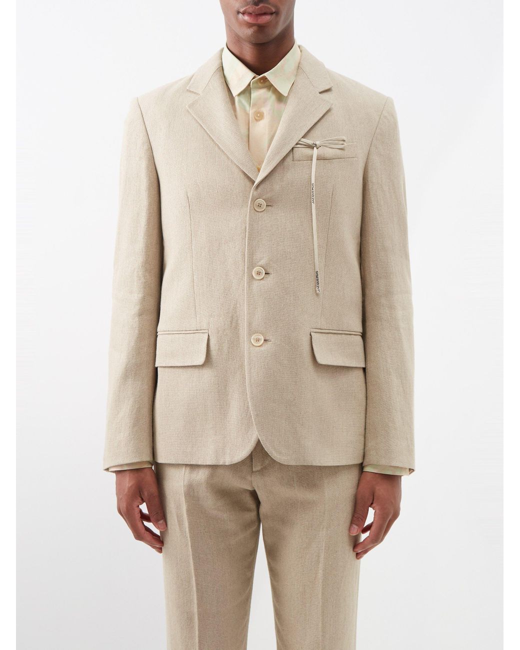 メンズ Jacquemus フェイジョア リネン シングルスーツジャケット