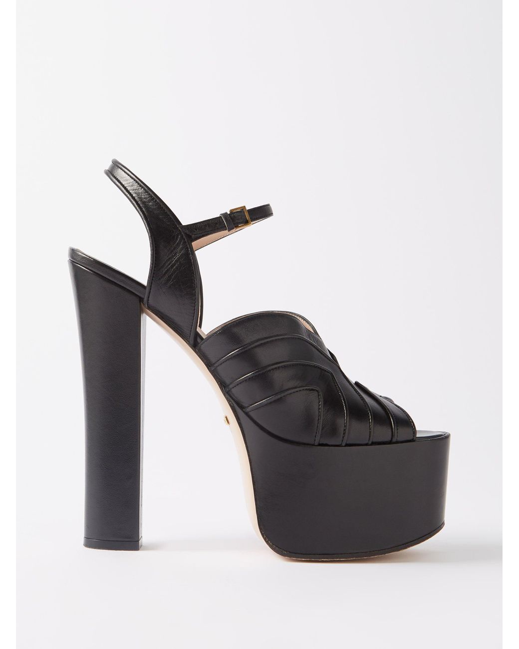 Gucci Keyla 95mm Leather Sandals in Black | Lyst