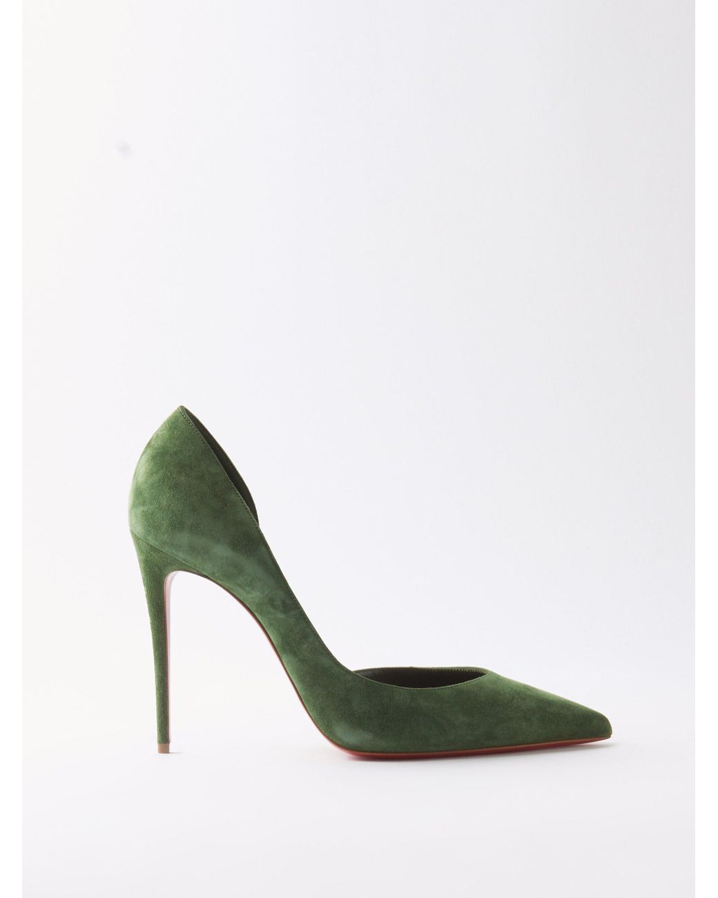 Christian Louboutin Iriza 100 Suede D'orsay Pumps in Green | Lyst