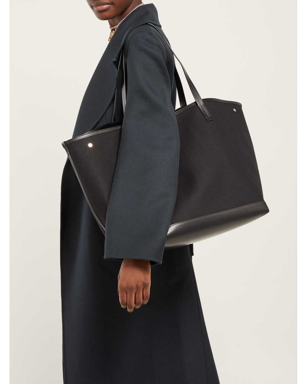 The Row Park XL Leather Trimmed Canvas Tote Bag at 1stDibs