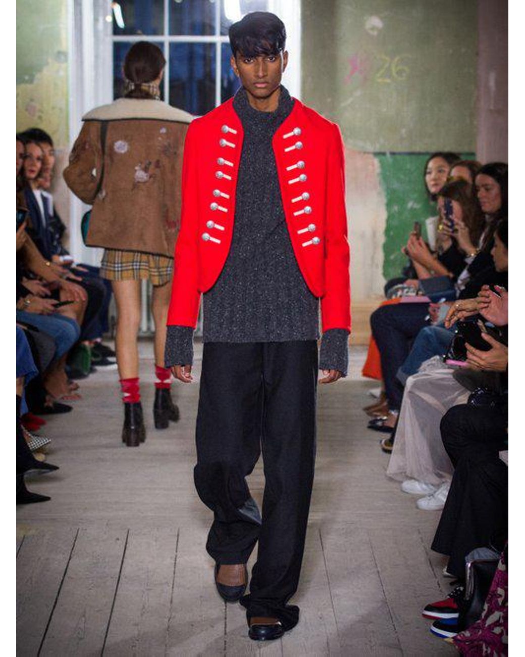 Burberry Button-embellished Wool Military Jacket in Red for Men | Lyst