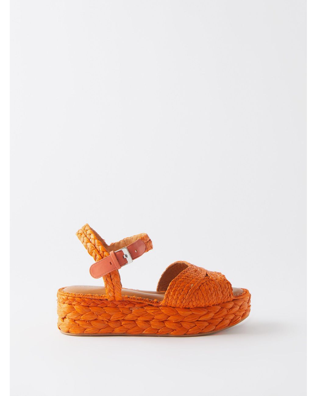 Robert Clergerie Aida 50 Raffia Flatform Sandals in Orange | Lyst