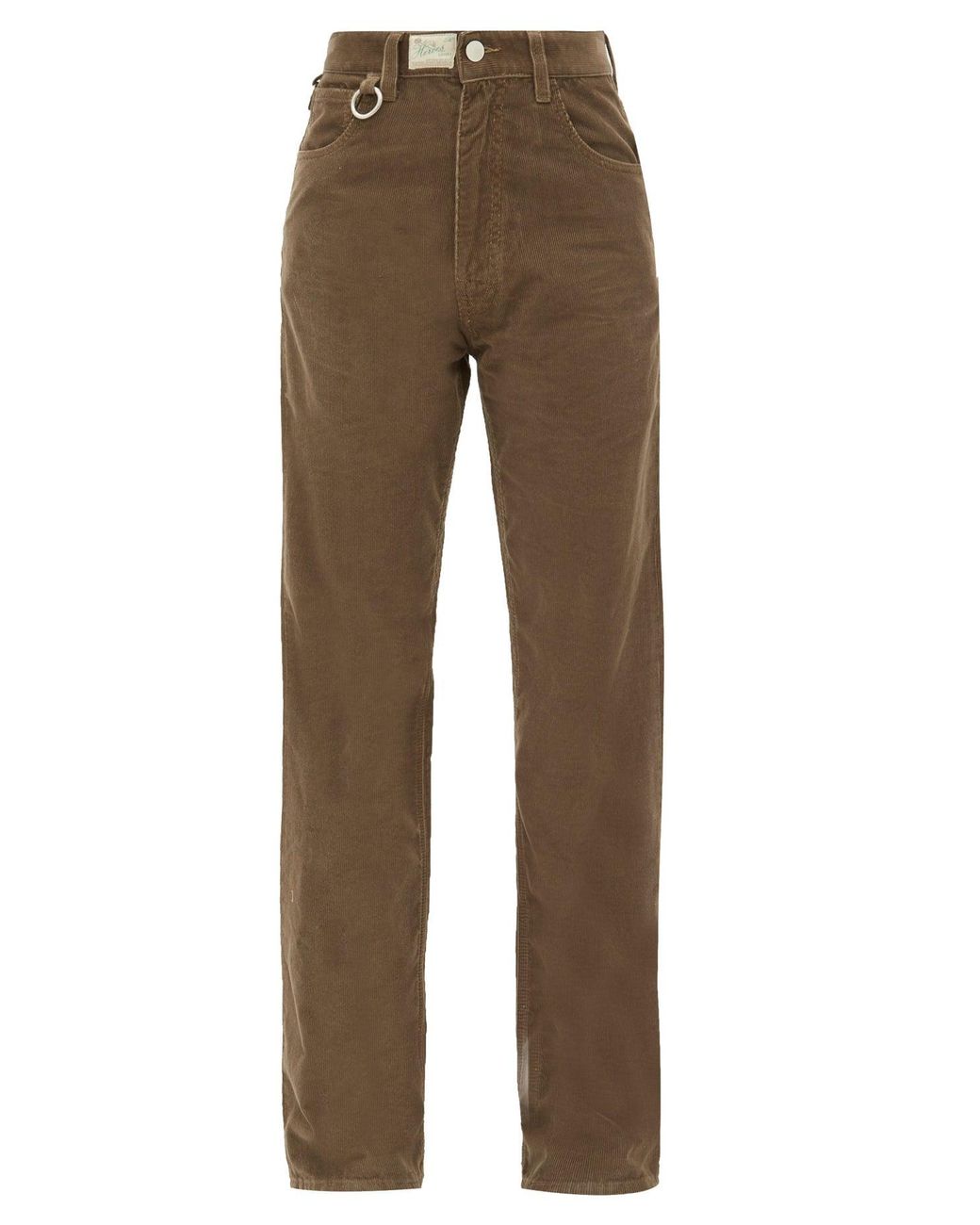 Raf Simons Ring Detailed Corduroy Trousers in Brown | Lyst