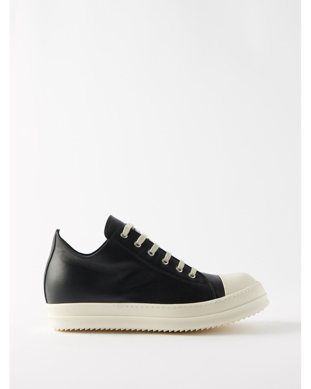 Rick Owens Scarpe Leather Trainers in Black White (Black) for Men | Lyst