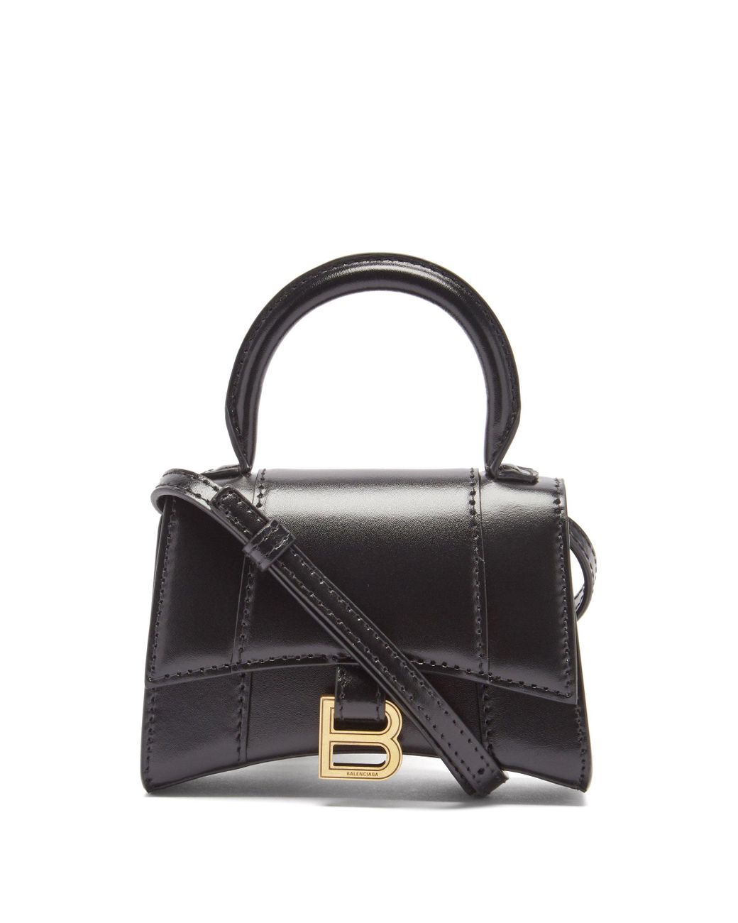 Balenciaga Hourglass Mini Leather Crossbody Bag in Black Lyst